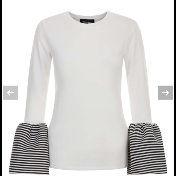 Style Mafia Sweaters - STYLE MAFIA STRIPED BELL SLEEVE TOP